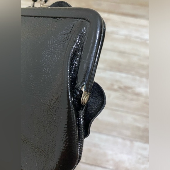 Brighton Purse Small Black Patent Leather Flower Floral Lining - Picture 8 of 16